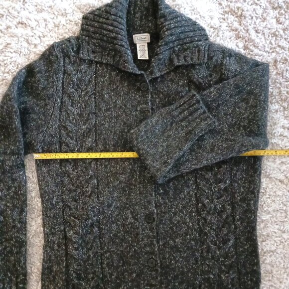 LL Bean Wool Blend Button Up Turtle Neck Cardigan Sweater Fishermen Womens Small - Picture 6 of 7
